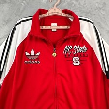Adidas NC State Wolfpack Track Jacket Men's 2XL Red White Full Zip Retro