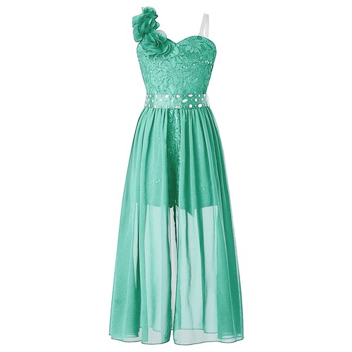 Kids Girls Sequin Pageant Prom Ball Gowns High Low Chiffon Wedding Party Dress - Picture 58 of 78