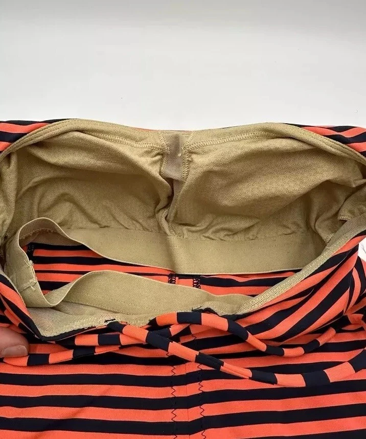Lululemon Free To Be Tank Top 2 Orange Navy Stripe Built-In Bra Athleisure Yoga - Image 4 of 4