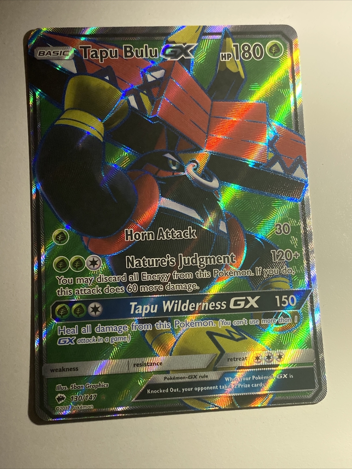 Tapu Bulu GX Full Art 130/147 Ultra Rare Burning Shadows Pokemon  Near Mint NM