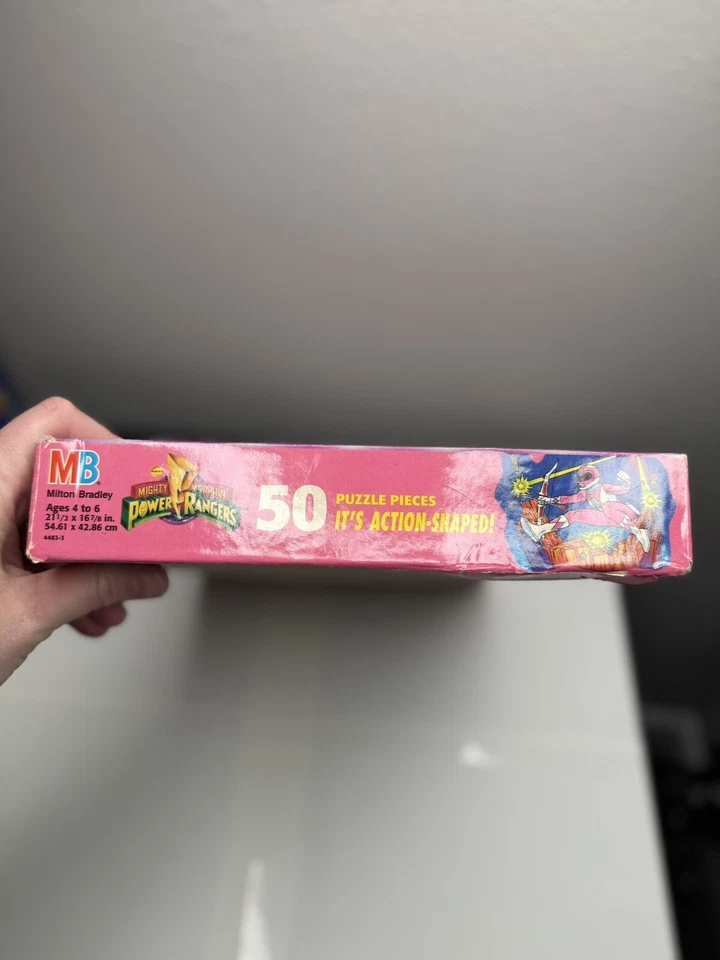 Puzzle MB Mighty Morphin Power Rangers 1994 rosa en forma de acción 50 piezas nuevo sello Foto 2 de 4