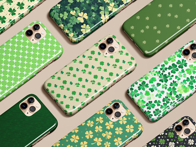 Green St Patrick's Day Shamrock Irish Clover Floral Stripe Checkered Plaid Case