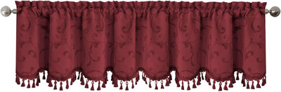 Home Fashions Mia Jacquard Scroll Blackout Valance, 52'' X 19'' (1 Valance), Rouge