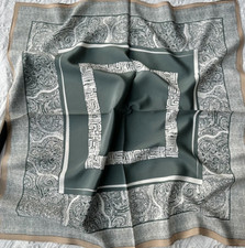 Pure 12 Momme Twill Silk Wrap Scarf Bandanna cashew Print Square Shawl 27 new