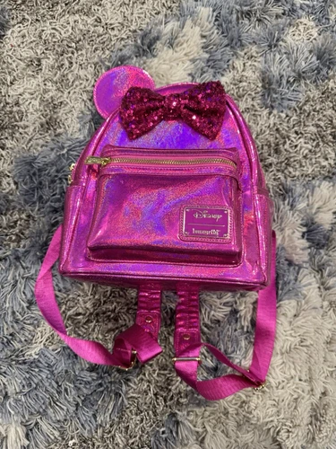 NWOT Loungefly Disney Glitter Pink Minnie Mouse Sequin Bow Backpack