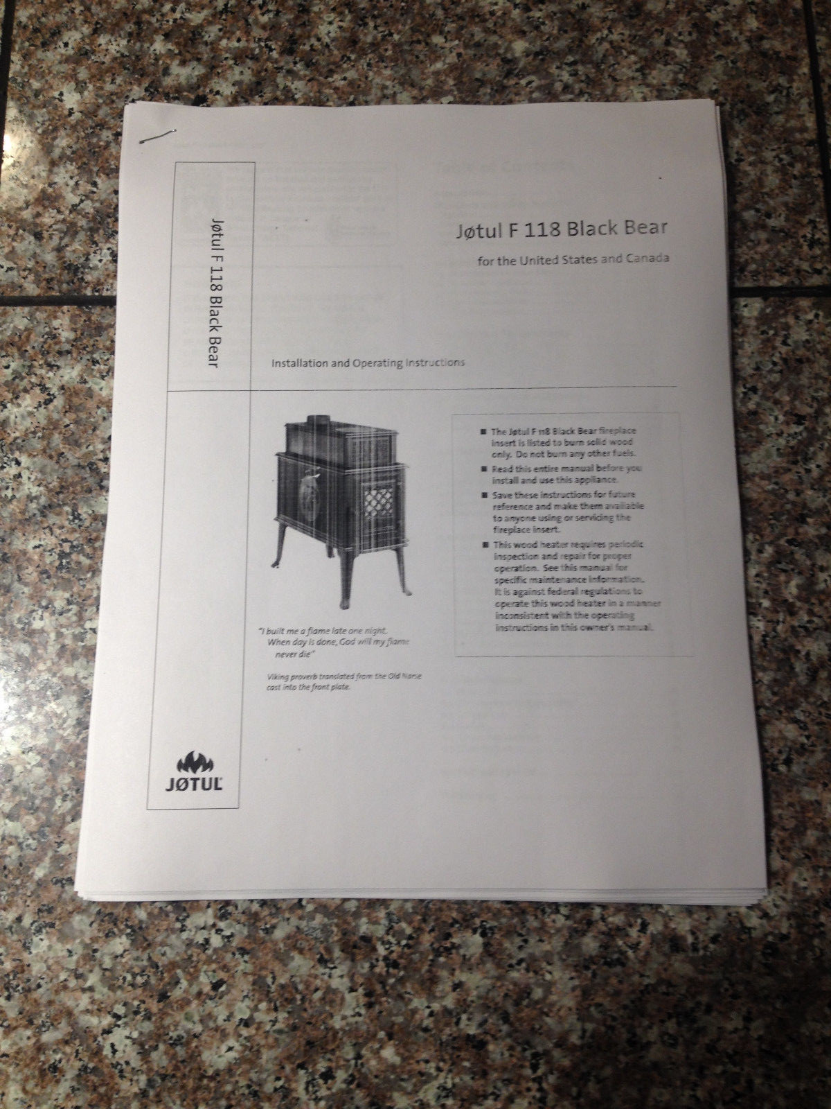 Jotul F 118 Black Bear wood stove manual installion and operating | eBay