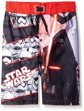Disney Boys' Star Wars Episode 7 Swim Trunk, Red/Grey, 4