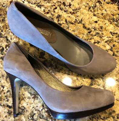 Banana Republic Women s Size 10M Suede Leather Platform Stacked Heels Gray Nice!