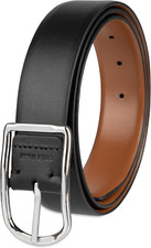 Reversible Men's Casual Belt with Center Bar Buckle - Versatile Style