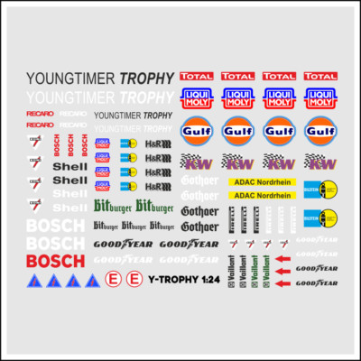 Waterslide Decal 1:24 - 1:18 Racing Slotcar Youngtimer TROPHY Nordrhein Oldtimer