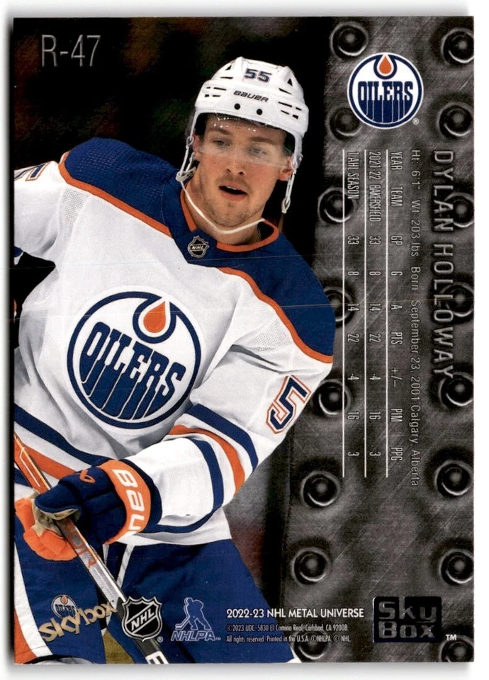 2022-23 SkyBox Metal Universe '98-99 Retro Dylan Holloway #R-47 Edmonton Oilers - Image 2 of 2