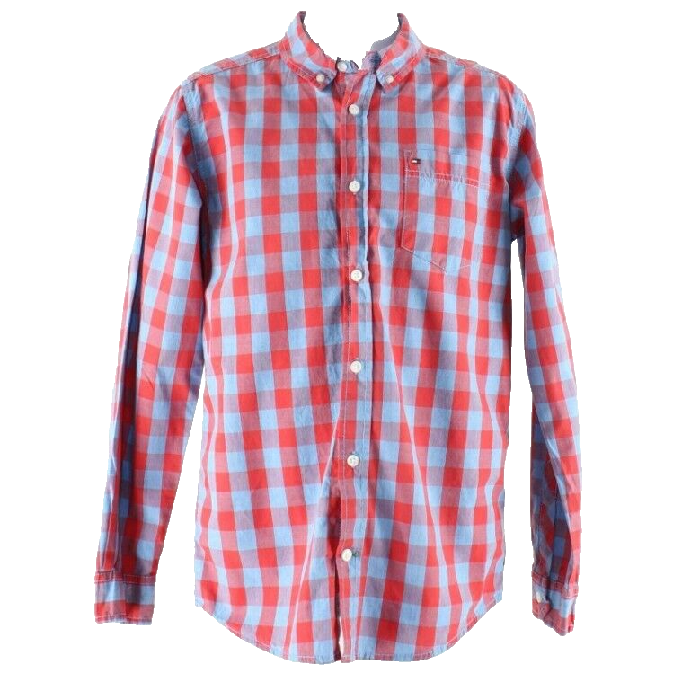 アットラスト　BUTTON DOWN CHECK SHIRT 16 Tommy Hilfiger Sz L (16/18) Blue Red Check Button Down Cotton