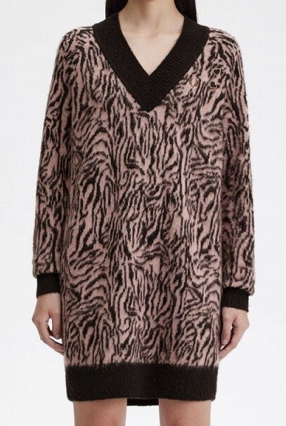 FRED PERRY AMY WINEHOUSE ZEBRA KNITTED DRESS LONG JUMPER SD6561