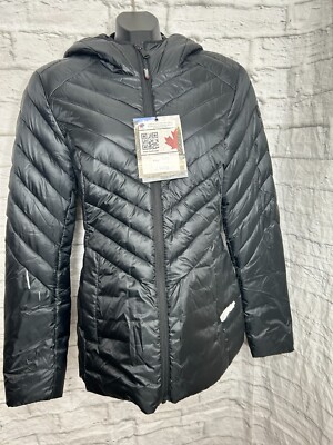 NWT Pajar Colette Black Hooded Puffer Water Repellent Size M