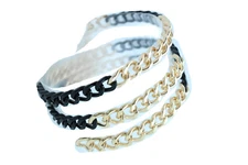 Women Black Gold Metal Chain Links Narrow Waisted Sexy Belt Hip Plus Size XL XXL