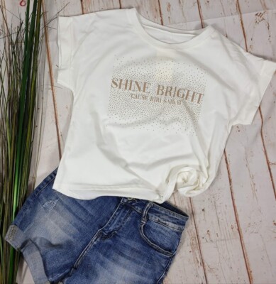NEU ''3S'' ITALY SOMMER SHIRT TOP ''SHINE BRIGHT'' NIETEN GOLD/ WEIß 36-40