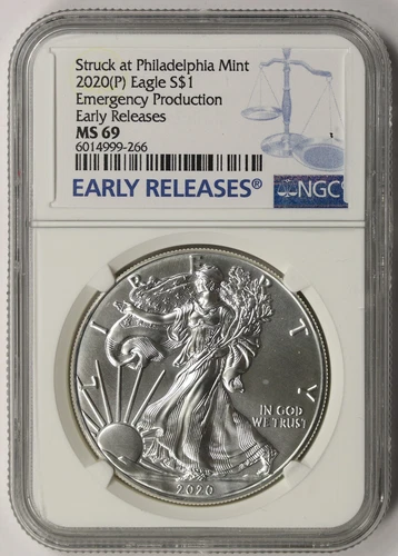 2020-(P) Silver Eagle $1 MS 69 NGC Early Releases Emergency Production