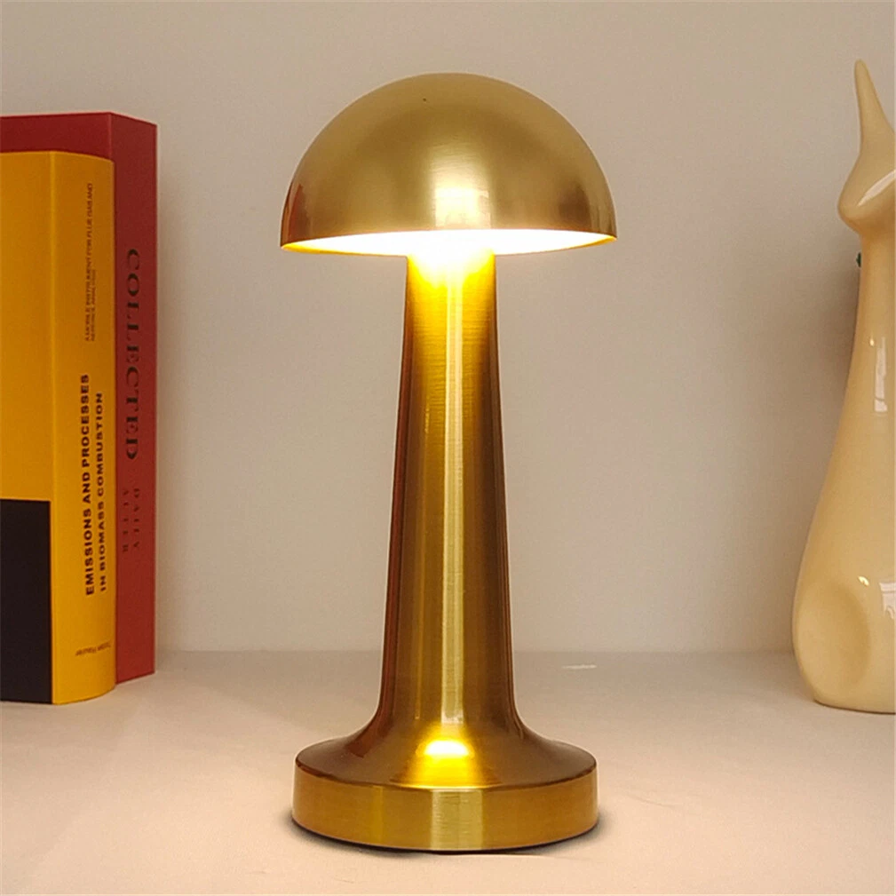 Metallic LED Cordless Table Lamp Desktop Lights Rechargeable USB Touch Dimmable