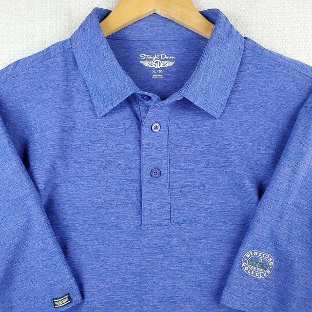 STRAIGHT DOWN Size XL Mens Stretchy Golf Polo Shirt Heathered Royal Blue Chicago | eBay