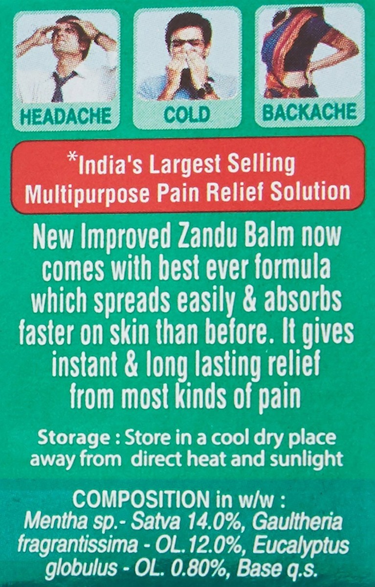 Zandu Natural Balm, Ultra Balm, Roll-On for Headache quick Muscle