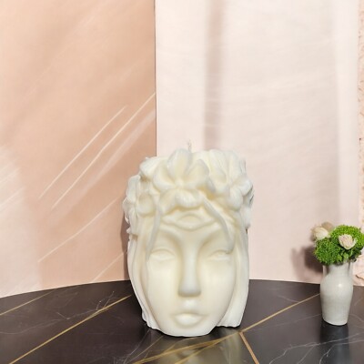 Handgefertigte Blumen Göttin Gesicht Soja Kerze - Künstlerische Deko Skulptur Kerze