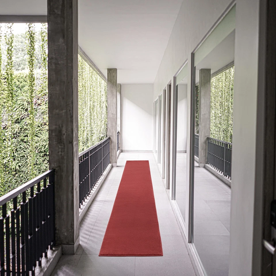 Brick Red Indoor Outdoor Area Rug 2X16 Low Pile Pet Friendly Durable Design - Image 3 of 4