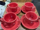 Vintage Set 4 Fiesta Ware Scarlet Red Tea/Coffee Cups