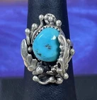 Vintage Navajo NA Turquoise Sterling Silver Ring Signed Yazzie Size 6