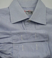 GORGEOUS Turnbull & Asser Blue Stripe French Cuff Bespoke Dress Shirt 15x33