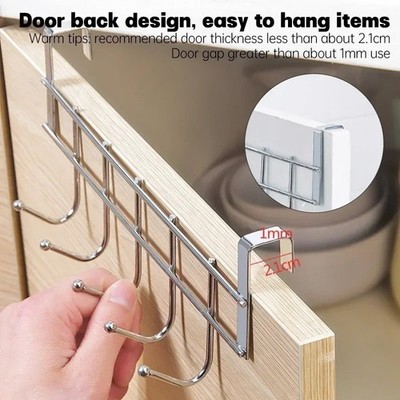 Over the Door 5 Hooks Rack Hanger Bathroom Metal Organizer for Clothes Hats Bags