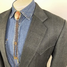 Circle S Jacket Blazer Mens 44 Western Suit Sport Coat Rockabilly Silk Rayon Vtg
