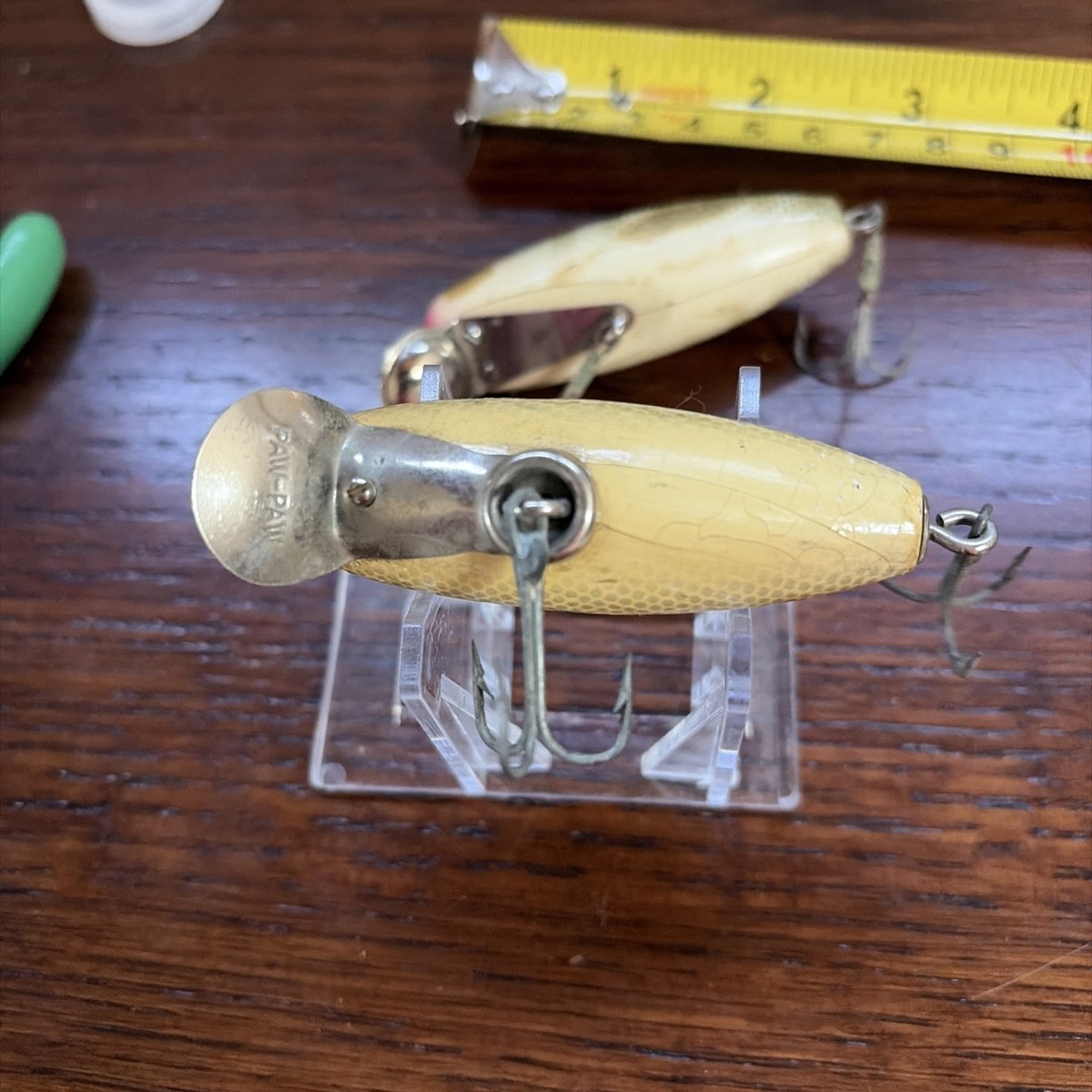 4) Vintage PAW PAW Series 9100 Runt style wood fishing lures tack