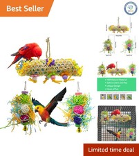 Confezione da 3 giocattoli da masticare per uccellini in bambù biologico - divertimento per foraggiamento per pappagalli e cacatua