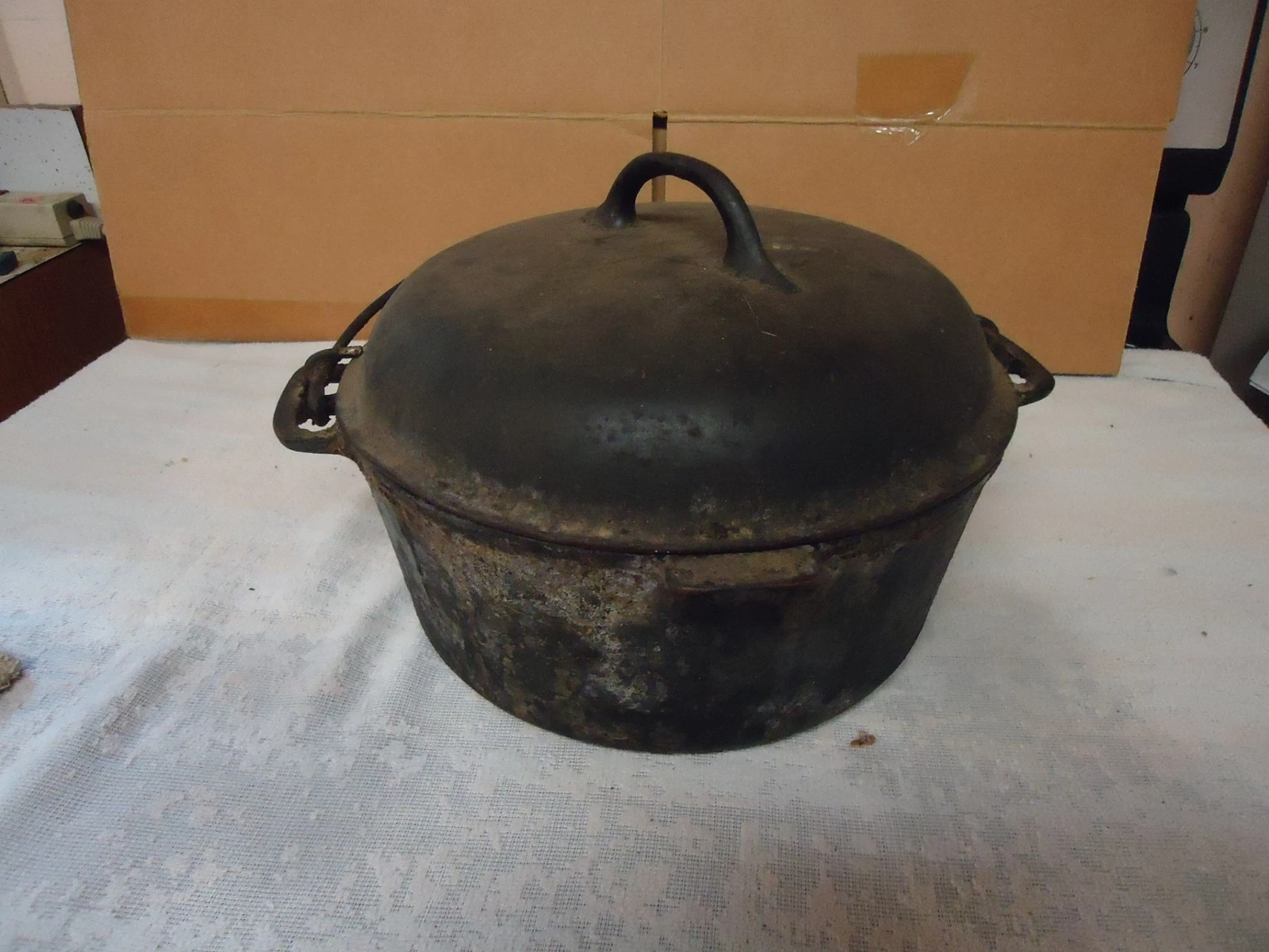 Antique Cast Iron Cookware Chicago Hardware Foundry Dutch Oven/Lid 8 Qt