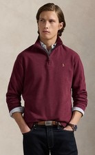 NWT Polo Ralph Lauren Big  Tall BURGUNDY Estate Rib 1/4 Zip Cotton Pullover