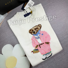 POLO RALPH LAUREN White Polo Bear Crewneck Sweater Women s Small