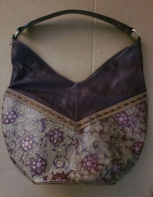 Firenze Floral Embossed Leather Handbag - 16'' X 17'' X 5'' Magnetic Closure 