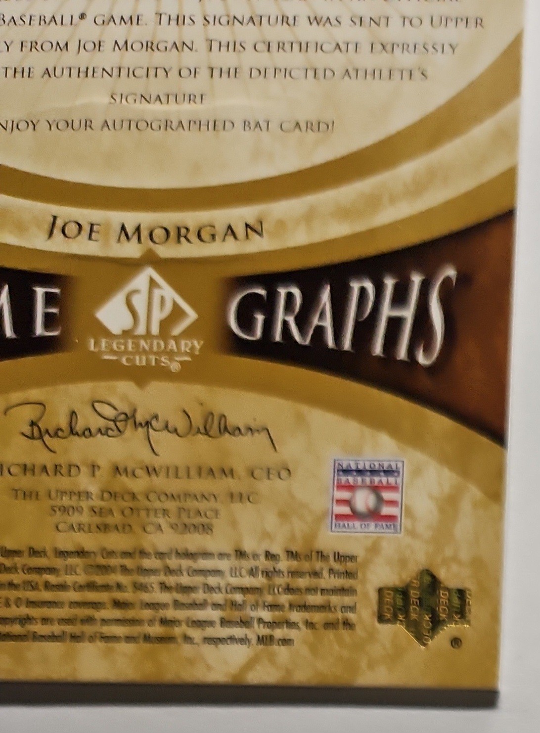2004 SP LEGENDARY CUTS GAME USED BAT RELIC 3/25 AUTO JOE MORGAN CINCINNATI REDS view 11