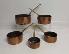 Set of Vintage Copper Pot Measuring Cups With Handles