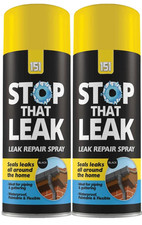 2 x 400ml STOP THAT LEAK Black Repair spray seal leaks all around the home.