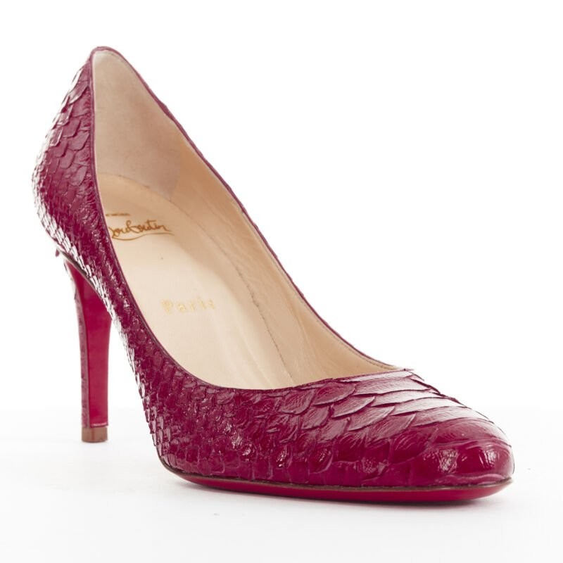 靴 Christian Louboutin Miss Gena CHRISTIAN LOUBOUTIN Miss Gena 85 red glossy leather round