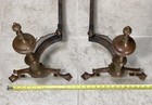 18th-19th Century ￼Federal Solid Brass Chippendale Andirons Ball & Claw Feet Urn — photo 5