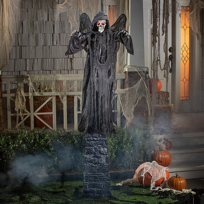 33 1/2'' x 74 3/4'' Animated Standing Skeletal Reaper with Wings - Morris Costumes