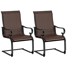 Set of 2 Patio Chairs C-Spring Motion Chairs w/ Quick-drying & Breathable Fabric