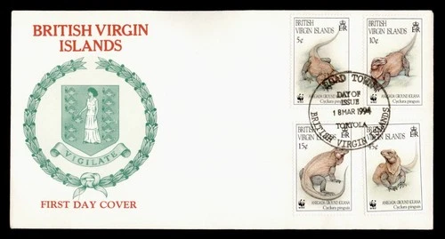 DR WHO 1994 BRITISH VIRGIN ISLANDS FDC W2WF REPTILE LIZARD COMBO M77212