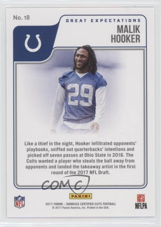 2017 Certified Cuts Great Expectations Silver /99 Malik Hooker #18 Rookie RC - Image 2 of 2