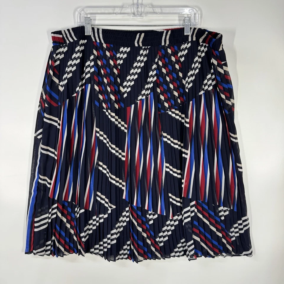 Falda para mujer Roz & Ali 2X multicolor plisada midi estampado geométrico pull-on nueva Foto 2 de 4