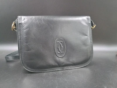Must de CARTIER Sac Vintage Noir cuir sacoche Mode - Photo 1/4