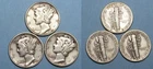 SILVER! SILVER! SILVER! 43-D 45 45-D MERCURY DIMES LOT 3 COINS #MX9-19
