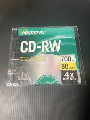 Memorex CD-RW 4x 700MB 80 Min Rewritable Compact Disc Slim Combined Shipping